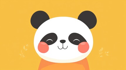 A Cute Cartoon Illustration Of A Smiling Panda Bear Face