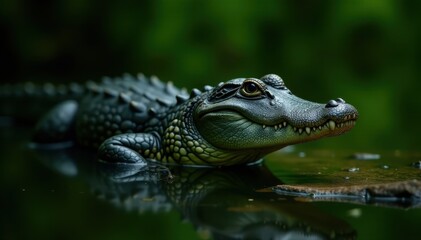 Obraz premium American alligator in Avery Island's jungle-like environment, nature photography, wild