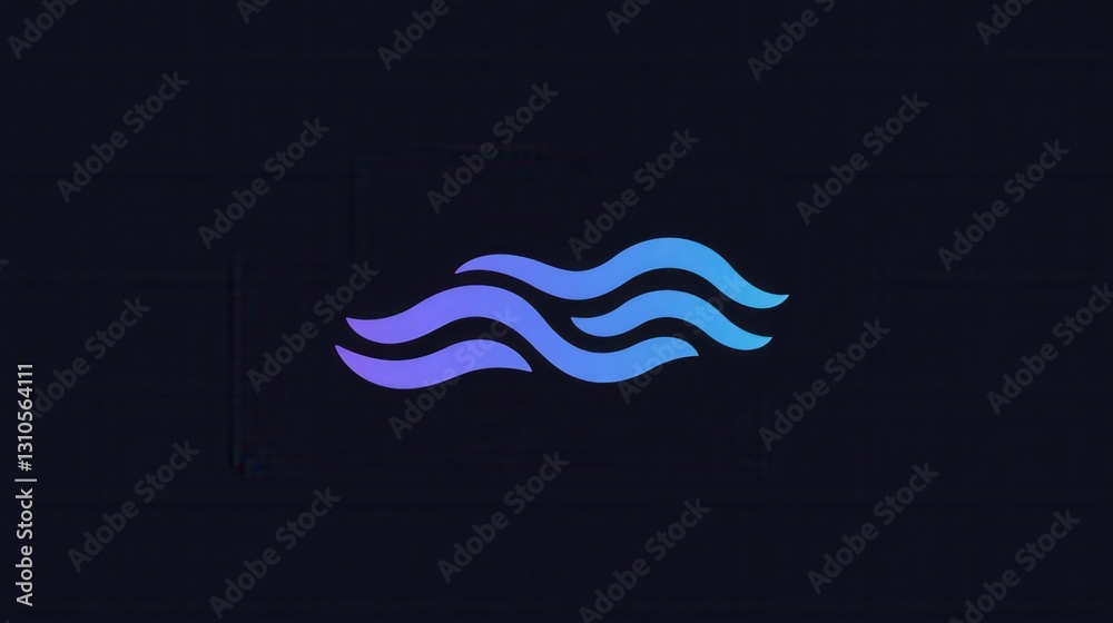 Poster wavy blue line design evokes calmness in a minimalist abstract style perfect for modern decor and re