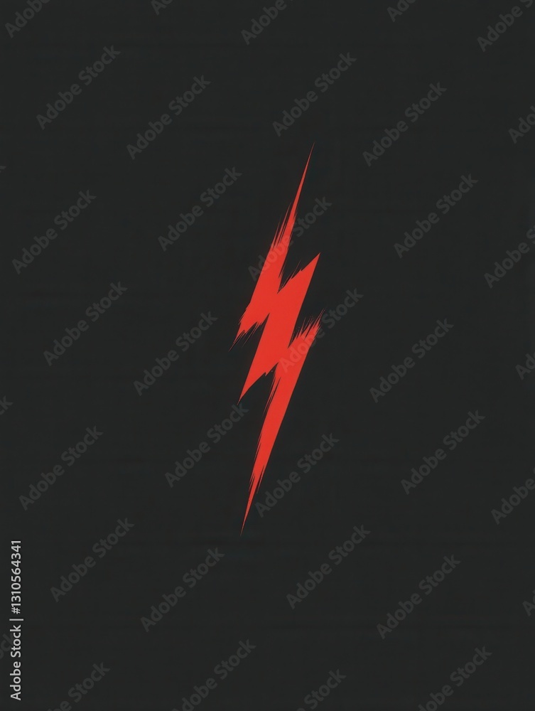 Aufkleber red lightning bolt icon on black background showcases bold contrast and minimalist design for modern