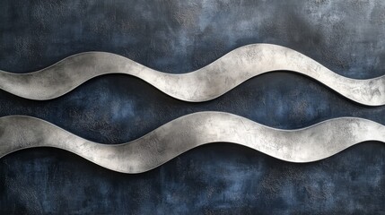 Two silver wavy bands against a dark blue textured background