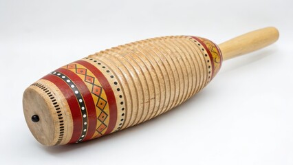 Guiro Percussion Instrument on White Background