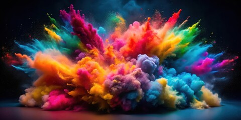 Vibrant colorful dust cloud in the air, dynamic atmosphere