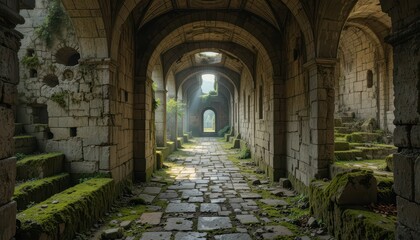 Fototapeta premium Abandoned Ancient Archways in a Forgotten Overgrown Ruin