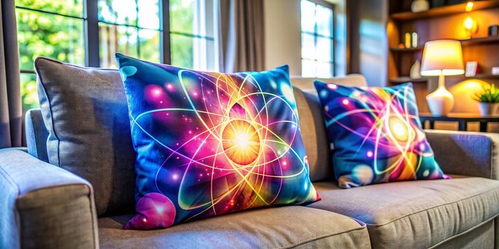 Long Exposure Atom Print Couch Cushions: Stylish Home Decor