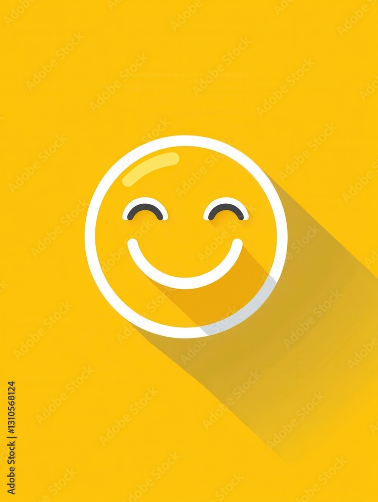 Aufkleber Bright yellow minimalist icon featuring a cheerful smiling face in flat design style with simple lines and vibrant color representation