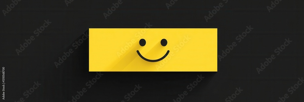 Fototapete bright yellow minimalist icon of a smiling face with a flat design and simple features against a con