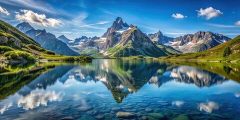 Alpine lake reflections, serene atmosphere, majestic mountain backdrop , Riffelsee