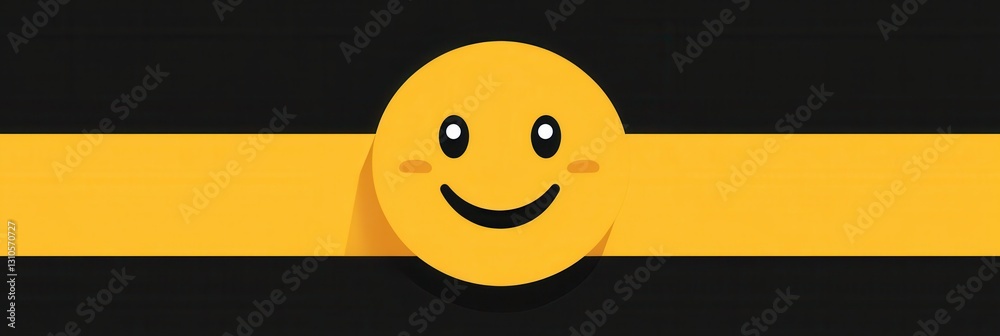 Leinwandbilder bright yellow minimalist icon of a smiling face with a cheerful expression and flat design on a cont