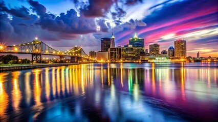 Fototapeta premium Long Exposure Night Photography of Mississippi River, New Orleans