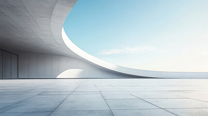 A white building with curved walls on the sea, a 3D rendering of an architectural design style