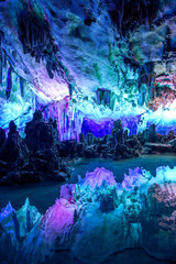 Underground lake of the Reed flute cave in Guilin, Guangxi, China © Tatiana Kashko