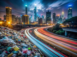 Fototapeta premium Long Exposure: Urban Decay & Plastic Pollution - Architectural Reflection