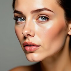 Fototapeta premium Close-up healthy hair, glowing skin, natural makeup , hair care, organic