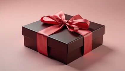 Fototapeta premium Elegant chocolate box with satin ribbon, isolated , cocoa, marketing, tied