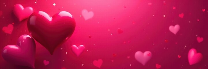 Neon pink hearts, red background, vibrant confetti , valentines, vibrant, love