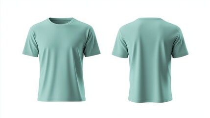 Fototapeta premium A front and back view of a plain, Seafoam green, short-sleeve t-shirt, with a crew neck