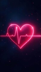 Abstract glowing heart pulse, digital backdrop, illustration, effect