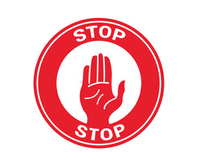 Stop red sign icon clipart. Stop warning symbol in circle red and white background clip art  no entry, forbidden, caution and prohibited logo vector illustration.
