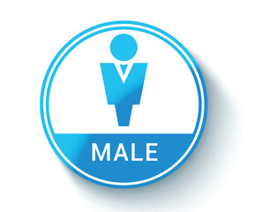 Male icon sign clipart. Men gender toilet symbol in blue boy body figure signage for restroom, bathroom and washroom pictogram vector illustration. 
