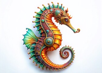 Fototapeta premium Low Light Artistic Sea Horse Design on White - Elegant Aquatic Wildlife Stock Photo