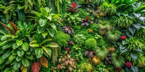 Obraz premium Vibrant green walls covered in lush tropical foliage