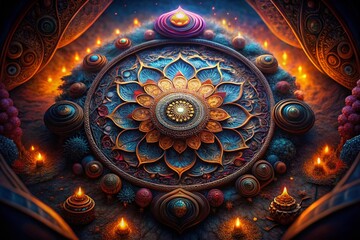 Low Light Bohemian Patchwork Mandala Texture -  Mystical Ethnic Design