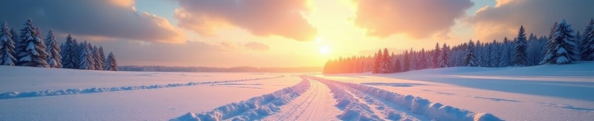 Blazing sun on untouched snow, bright winter scene, bright, alpine, clean