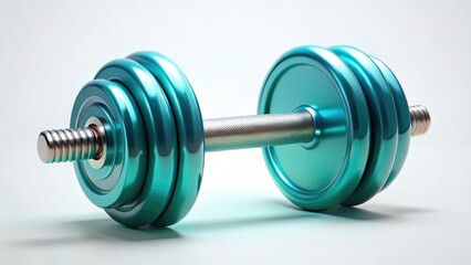 Obraz premium Minimalist dumbbell, 3D rendered, pristine white background. Ideal gym equipment imagery for workout promotions.