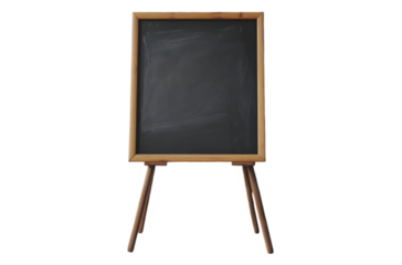 Empty Chalkboard on Wooden Easel with Blank Surface for Educational or Creative Purposes in a Classroom Environment