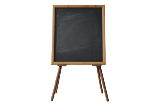 Empty Chalkboard on Wooden Easel with Blank Surface for Educational or Creative Purposes in a Classroom Environment