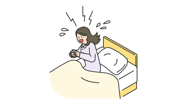 recommend clip art: 睡眠：朝寝坊をした女性