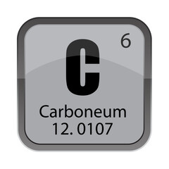 Carbon element. C chemical symbol. Atomic number 6. Periodic table square.