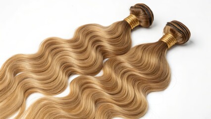 Blonde Body Wave Hair Extensions on White Background