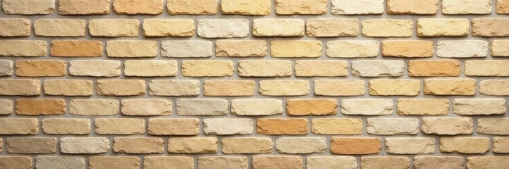 Obraz premium Beige brick wall, textured stone panorama Wide shot, rustic backdrop , vintage, background, texture