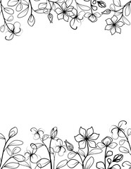 Obraz premium Botanical doodle illustration border, Floral frame sketch background