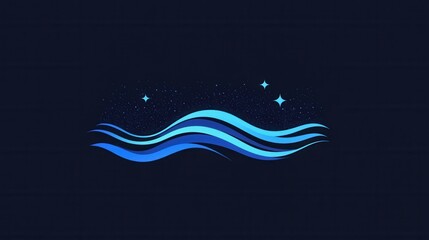 Wavy blue line icon showcasing calmness in a simple abstract design with a serene aesthetic