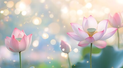 Fresh picture of pink lotus flowers