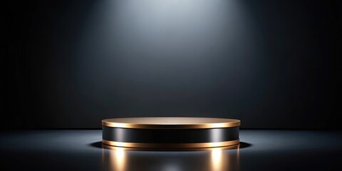 High-end product display on sleek black pedestal with gradient background, product, sophisticated,  product, sophisticated