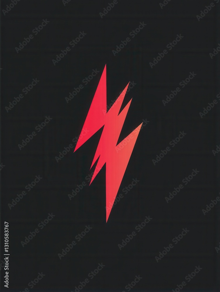 Poster minimalist red lightning bolt design against black background showcasing bold contrast and modern ar