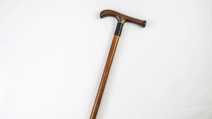 Wooden Walking Stick on White Background