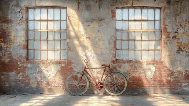 Sun-drenched vintage bike in aged factory - Powered by Adobe