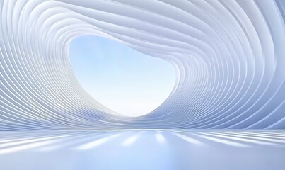 Serene Abstract Architecture Embracing Soft Natural Light with Fluid White Curves