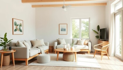 Cozy and Modern Living Room with Natural Light and Simple Decor