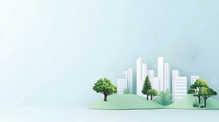 White building next to green plants