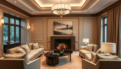 Elegant Modern Living Room with Stylish Furniture and Art Decor