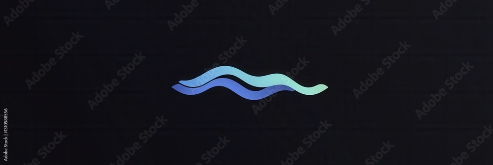 Poster Wavy blue line icon representing calmness in minimalist abstract style for modern design settings