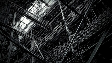 High Resolution Image of Steel Beams and Scaffold Structure