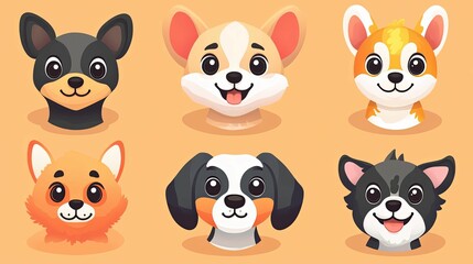 Adorable Cartoon Dogs Displaying Happy Expressions