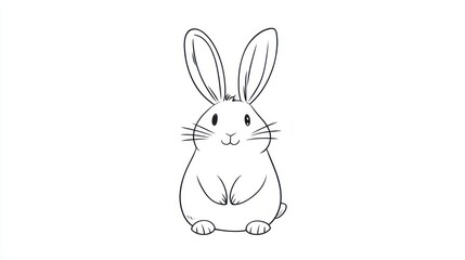 A simple drawing of a happy rabbit in outline form
